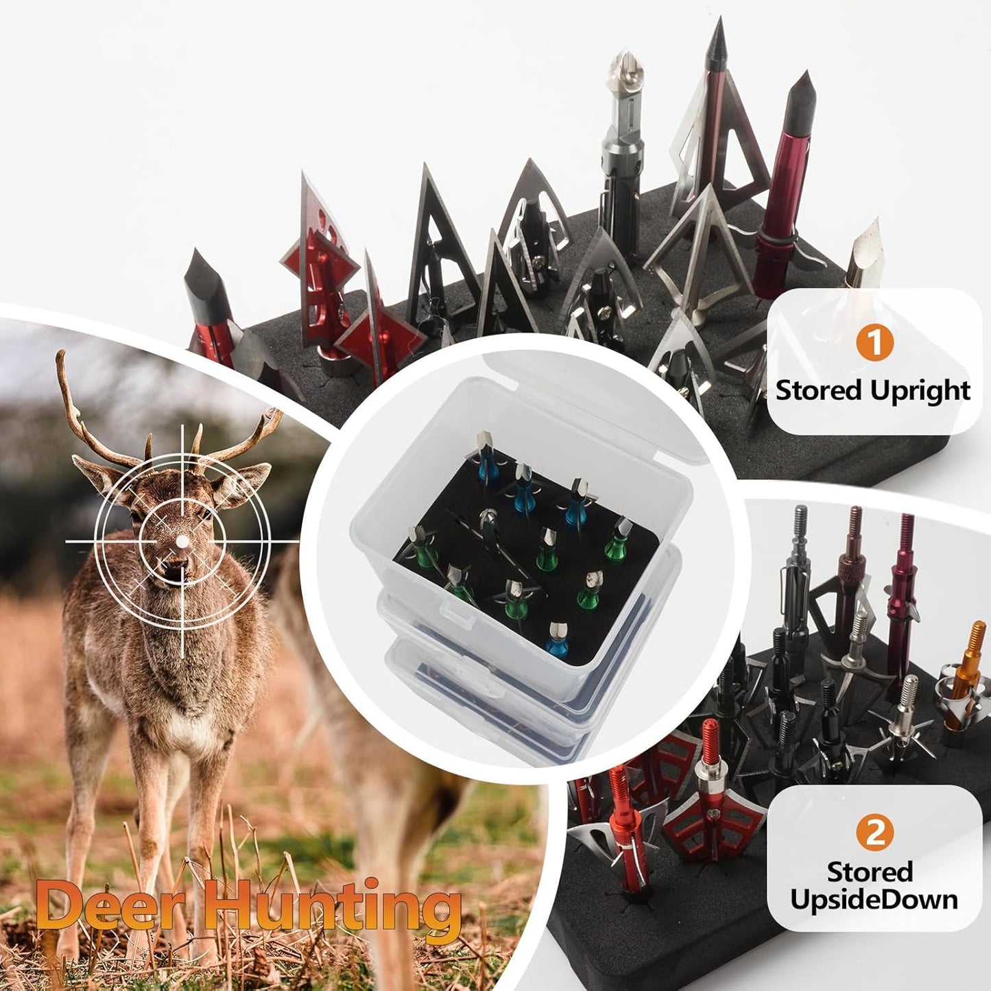 Broadhead Box, Archery Storage Case, Arrow Head Organizer Case Holder Arrowheads, Arrow Tips Case, Hunting Accessory Hold (12+15+20pcs) Broadheads (Case Only)