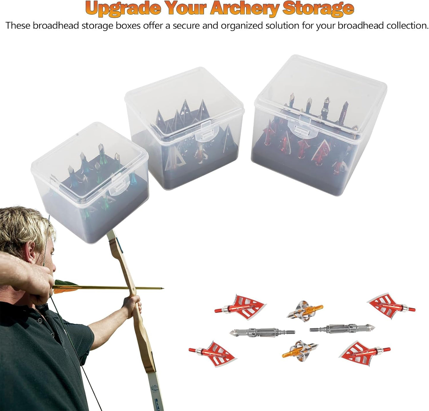 Broadhead Box, Archery Storage Case, Arrow Head Organizer Case Holder Arrowheads, Arrow Tips Case, Hunting Accessory Hold (12+15+20pcs) Broadheads (Case Only)
