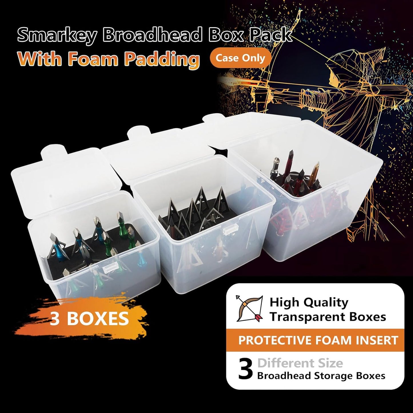 Broadhead Box, Archery Storage Case, Arrow Head Organizer Case Holder Arrowheads, Arrow Tips Case, Hunting Accessory Hold (12+15+20pcs) Broadheads (Case Only)