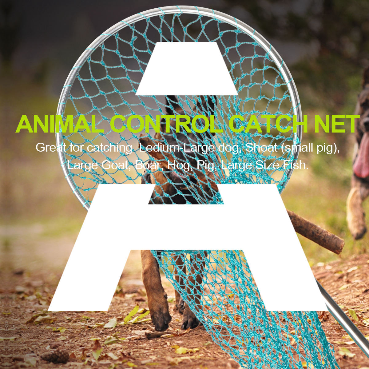 Stainless Steel Animal Control Catch Net Pole Tool for Dog Shoat Goat Cat Boar Hog Pig Racoon Possum Skunk Goose Chickens Pigeon - Heavy Duty