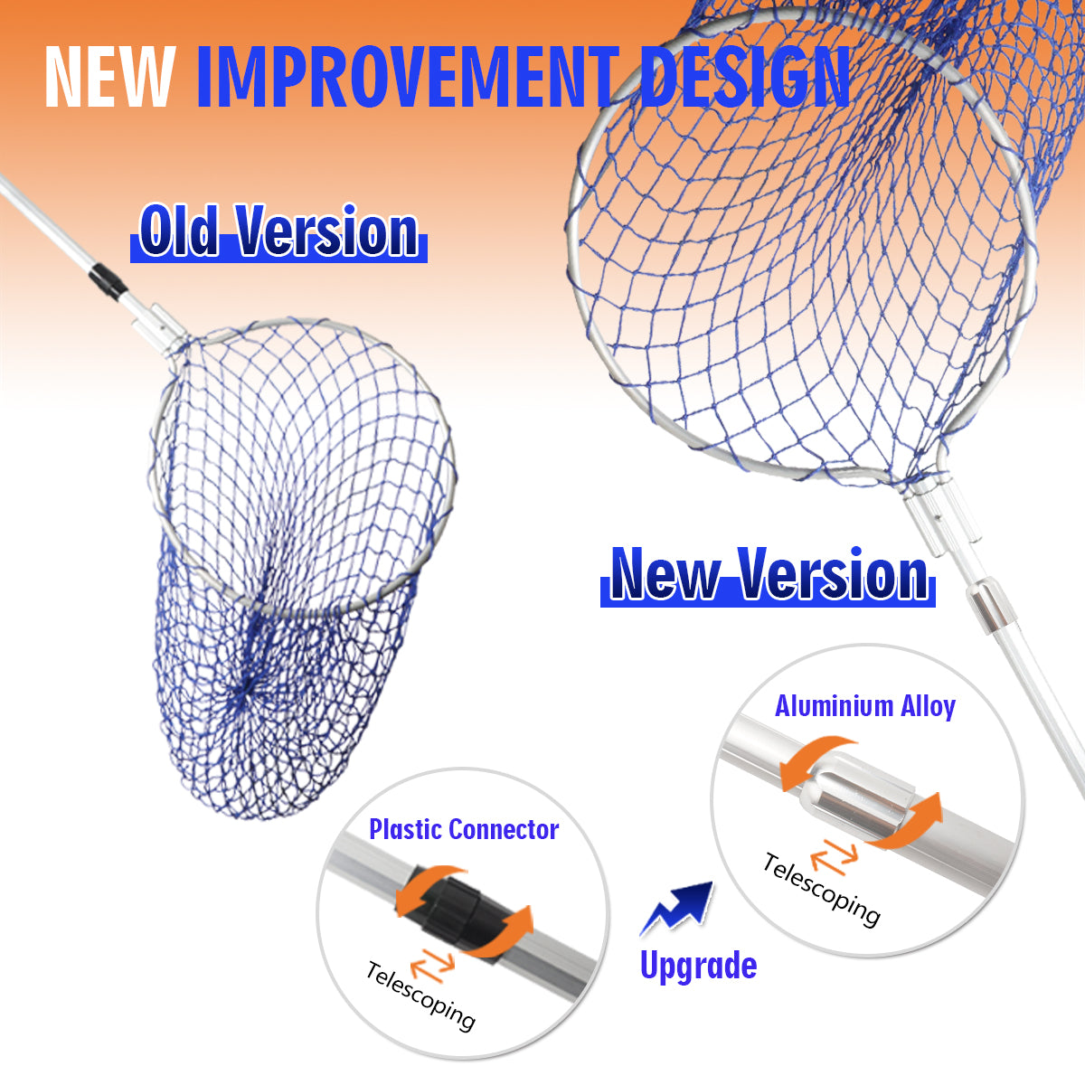 Animal Control Catch Net Pole Tool for Poultry and Small Animals (61" Handle with 17.7" Diameter Bow)