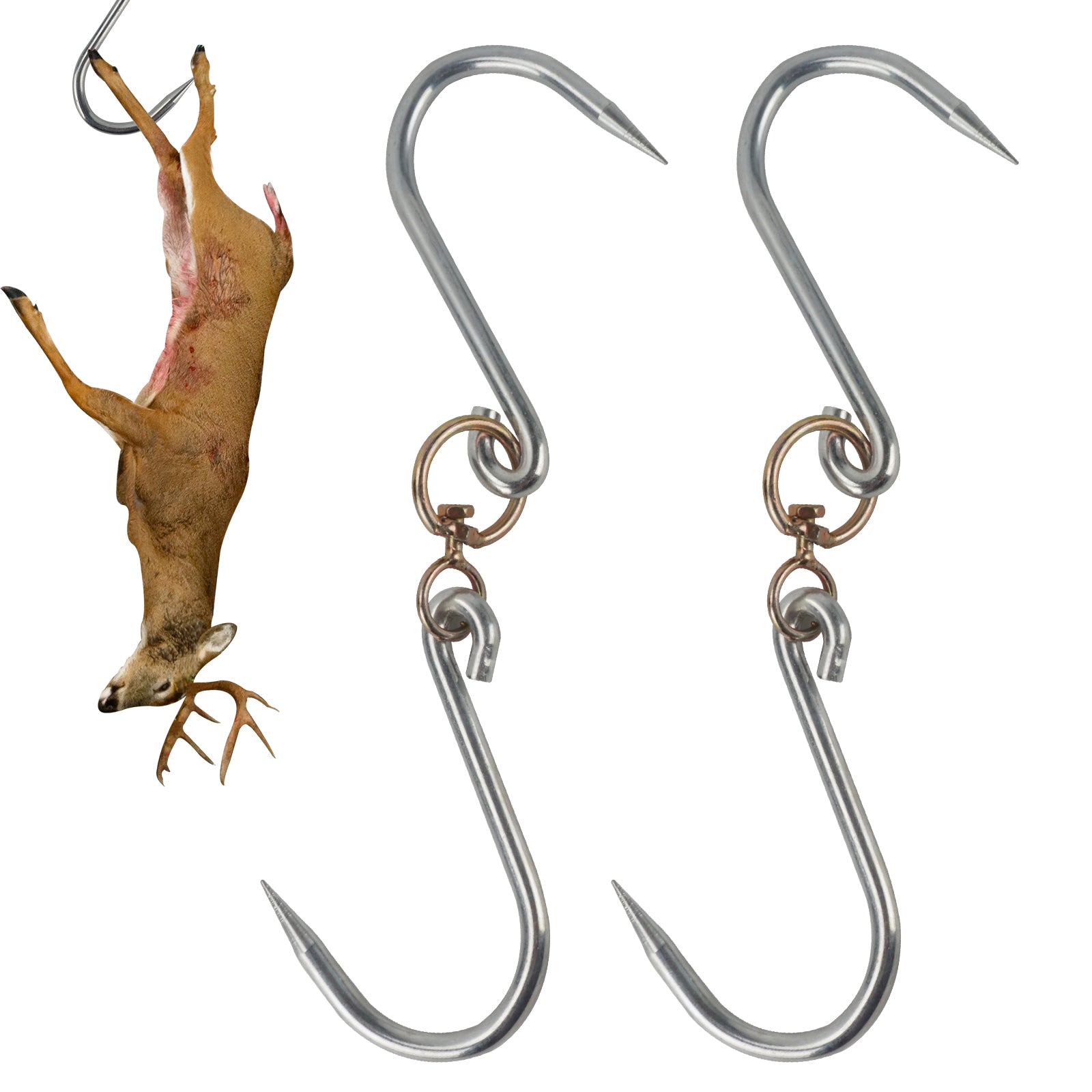 animal fishing hooks Swiveling Meat Hooks for Tripod Deer Game Hoist: Ideal for Hanging, Sm – Smarkey