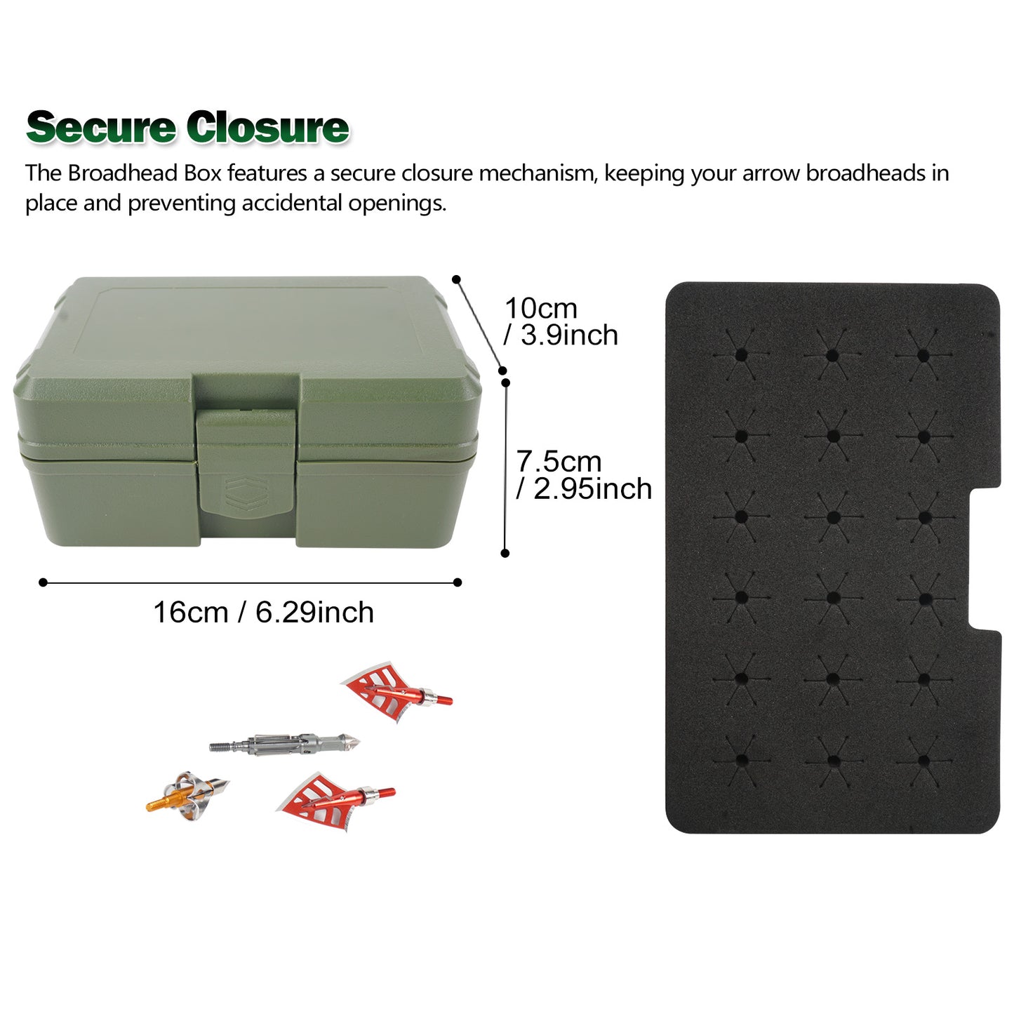Broadhead Case, Archery Broadhead Box Storage Case, Arrow Head Tip Organizer Case Holder, Holds 18pcs Fixed or Mech Broadheads (Case Only)