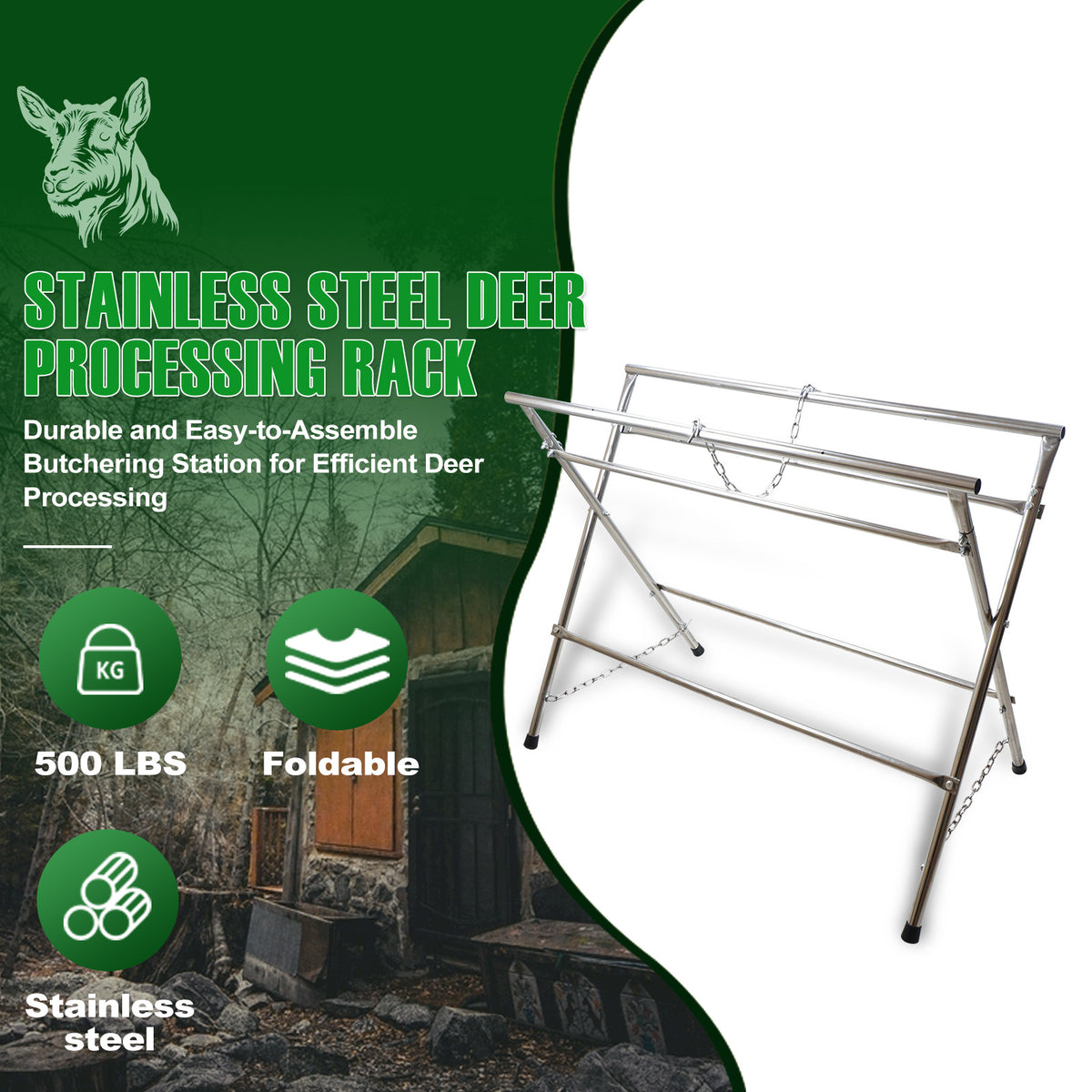 Skinning Rack Deer Game Hunting Hoist Processing Rack Stand, Skinning Station Equipm ...