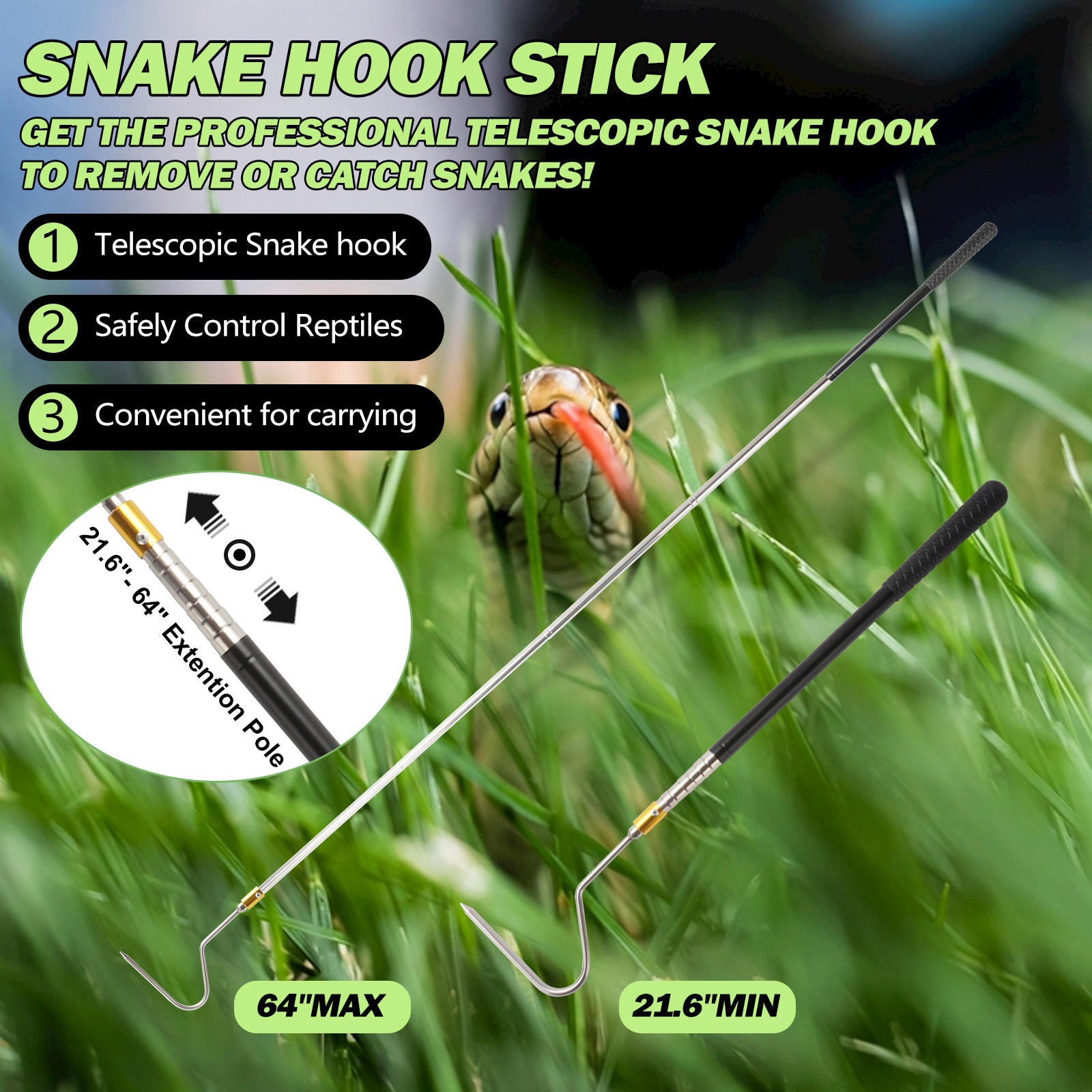 Catching Rattlesnakes Snake Tongs | snake catcher | Snake Catcher | Reptile Grabber – Smarkey
