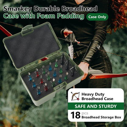 Broadhead Case, Archery Broadhead Box Storage Case, Arrow Head Tip Organizer Case Holder, Holds 18pcs Fixed or Mech Broadheads (Case Only)