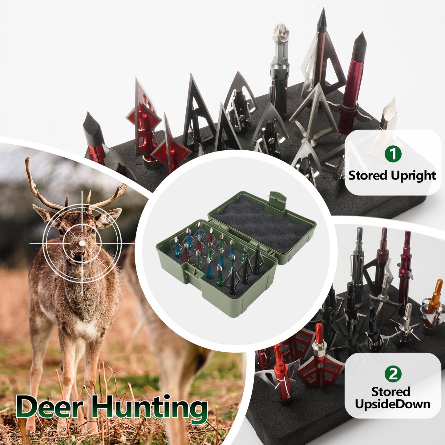 Broadhead Case, Archery Broadhead Box Storage Case, Arrow Head Tip Organizer Case Holder, Holds 18pcs Fixed or Mech Broadheads (Case Only)